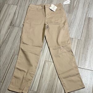 Straight-Leg Tan Utility Pants for Women